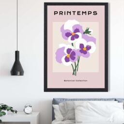 ARTZE Purple Pansies Flower Market Simplicity Framed Print SIZE: A4 with Black Frame - thumbnail 2