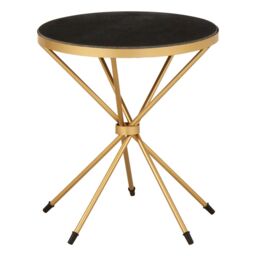 Orsina Black Marble Top Side Table, Round Table With Black Marble Top, Stylish Hourglass Silhouette Sofa Side Table in Gold - thumbnail 1
