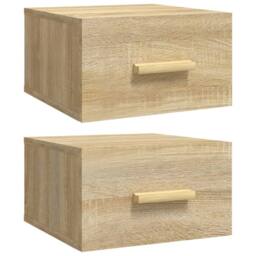 Berkfield Home Wall-mounted Bedside Cabinets 2 pcs Sonoma Oak 35x35x20 cm in Brown - Size: 35 x 35 x 20 cm - thumbnail 1