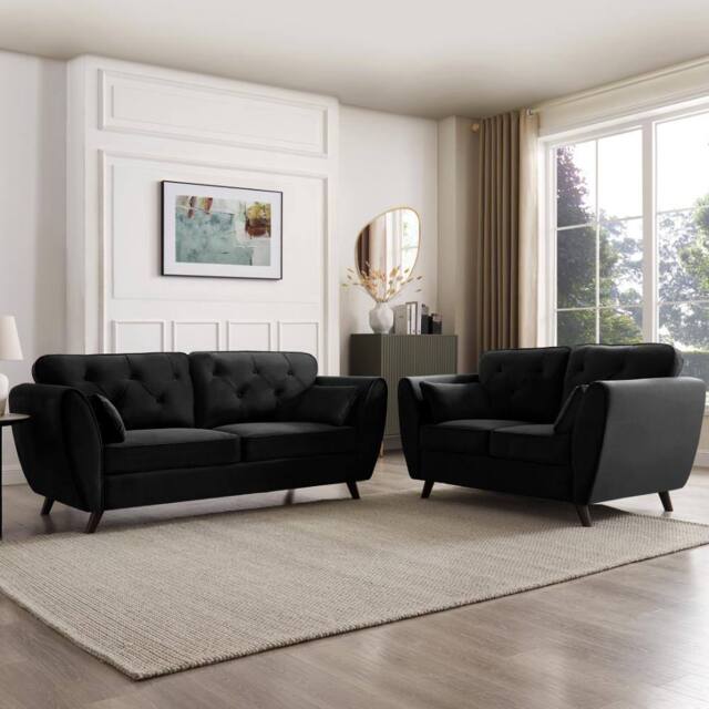 Home Detail Mona 2+3 Seater Sofa Set in Black - image 1