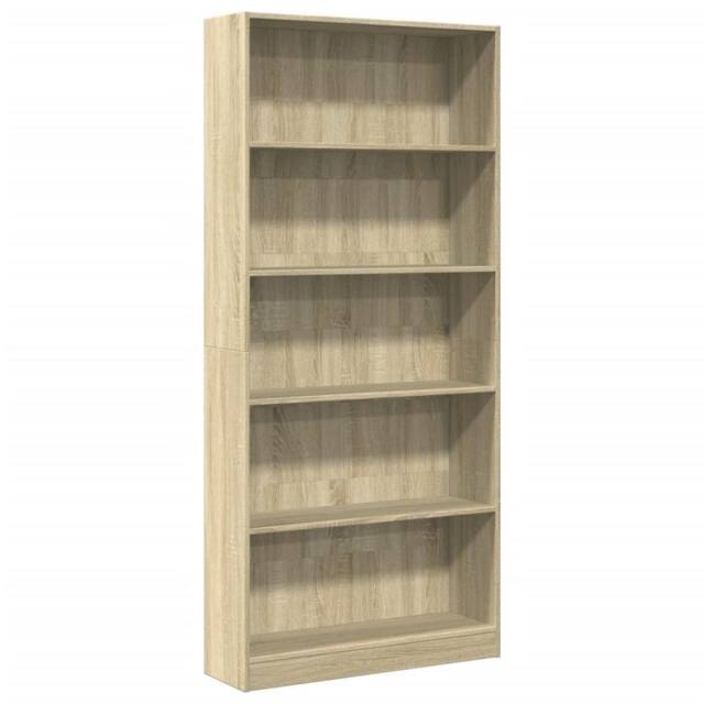 Berkfield Home Bookcase Sonoma Oak 80x24x176 cm Engineered Wood in Brown - Size: 80 x 24 x 176 cm - image 1