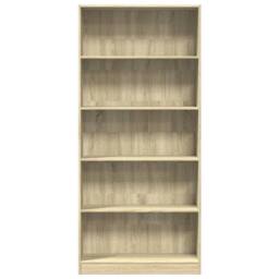Berkfield Home Bookcase Sonoma Oak 80x24x176 cm Engineered Wood in Brown - Size: 80 x 24 x 176 cm - thumbnail 4