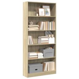 Berkfield Home Bookcase Sonoma Oak 80x24x176 cm Engineered Wood in Brown - Size: 80 x 24 x 176 cm - thumbnail 2