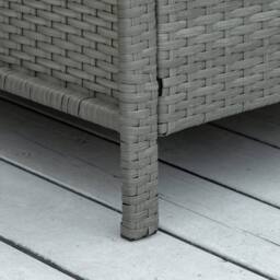 Wyld Haus Reha 3 Piece Grey Rattan Bistro Set 2 Tier Glass Table Stripe Cushions in Light Grey - thumbnail 9