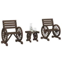 Berkfield Home 3 Piece Garden Lounge Set Solid Wood Fir in Brown - thumbnail 2