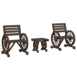 Berkfield Home 3 Piece Garden Lounge Set Solid Wood Fir in Brown