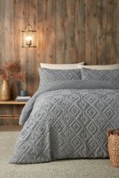 Fusion 'Romo' Fleece & Sherpa Duvet Cover Set in Grey - Size: Super King - thumbnail 1