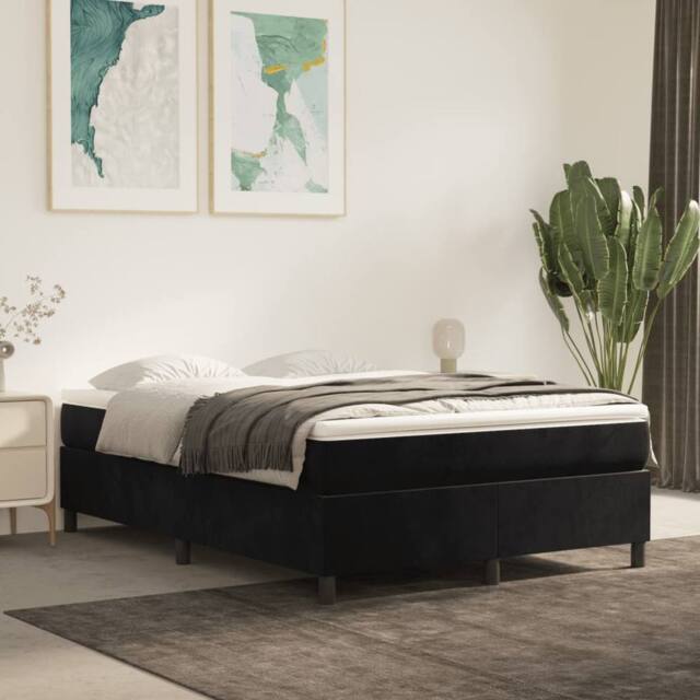 Berkfield Home Box Spring Bed Frame Black 135x190 cm Double Velvet - image 1