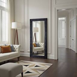 Yearn Mirrors Carved Framed Bevelled Full Length Mirror Black 169x77cm - Size: 169x77 cm - thumbnail 4