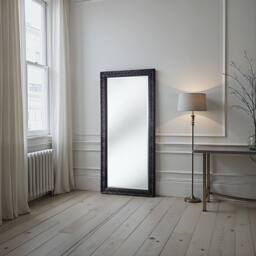 Yearn Mirrors Carved Framed Bevelled Full Length Mirror Black 169x77cm - Size: 169x77 cm - thumbnail 3