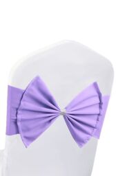 Neel Blue Pack of 10 Chair Sash Band with Slider Buckle, Stretchy Chair Bands Bows for Party, Event, Reception in Lavender - thumbnail 1