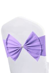 Neel Blue Pack of 10 Chair Sash Band with Slider Buckle, Stretchy Chair Bands Bows for Party, Event, Reception in Lavender - thumbnail 2