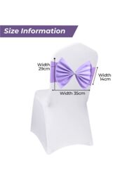 Neel Blue Pack of 10 Chair Sash Band with Slider Buckle, Stretchy Chair Bands Bows for Party, Event, Reception in Lavender - thumbnail 3