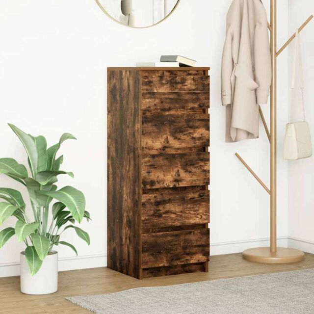 Berkfield Home Sideboard with Drawers Smoked Oak 37.5x35x99 cm Engineered Wood in Brown - image 1