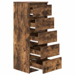Berkfield Home Sideboard with Drawers Smoked Oak 37.5x35x99 cm Engineered Wood in Brown - thumbnail 5