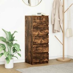 Berkfield Home Sideboard with Drawers Smoked Oak 37.5x35x99 cm Engineered Wood in Brown - thumbnail 1