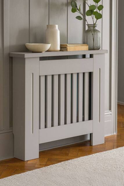 Neo Grey Belgravia Decorative Radiator Cover H83.3 x W78 x D19 cm in Light Grey - Size: Small - image 1