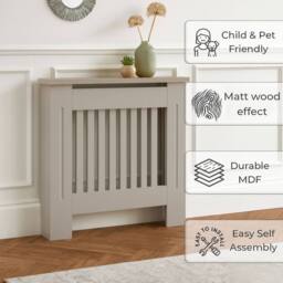Neo Grey Belgravia Decorative Radiator Cover H83.3 x W78 x D19 cm in Light Grey - Size: Small - thumbnail 4