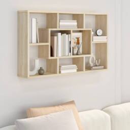 Berkfield Home Wall Shelf Sonoma Oak 85x16x52.5 cm Engineered Wood in Light Tan - thumbnail 2