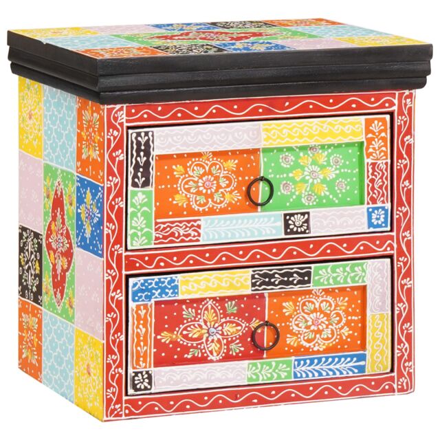 Berkfield Home Bedside Cabinet Multicoloured Solid Wood with Paint - image 1