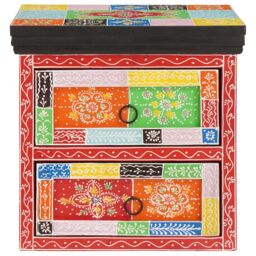 Berkfield Home Bedside Cabinet Multicoloured Solid Wood with Paint - thumbnail 3