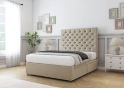 "Sloomy Mayfair Coniston Divan Bed Base No Drawers - 26"" Headboard in Cream - Size: Small Single" - thumbnail 3
