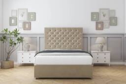 "Sloomy Mayfair Coniston Divan Bed Base No Drawers - 26"" Headboard in Cream - Size: Small Single" - thumbnail 1