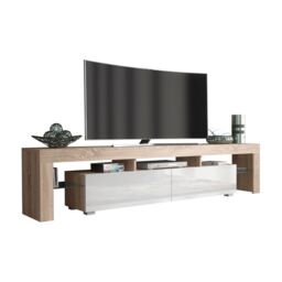 Creative Furniture TV Unit 200cm Modern - Oak with High Gloss White Doors in Light Oak - thumbnail 3