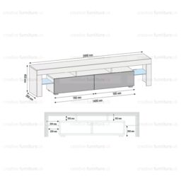 Creative Furniture TV Unit 200cm Modern - Oak with High Gloss White Doors in Light Oak - thumbnail 4