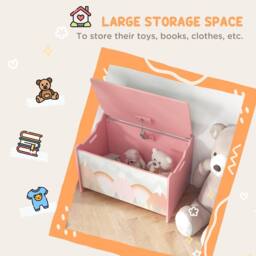 STILVORA Kids Storage Chest with Safety Hinge in Pink - thumbnail 8