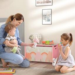 STILVORA Kids Storage Chest with Safety Hinge in Pink - thumbnail 2