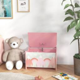 STILVORA Kids Storage Chest with Safety Hinge in Pink - thumbnail 3