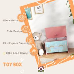 STILVORA Kids Storage Chest with Safety Hinge in Pink - thumbnail 6