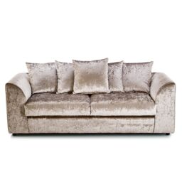 Furnishings For Less UK Crystal Crushed Velvet 3 Seater Sofa Scatter Back Curved Arm in Beige - thumbnail 1