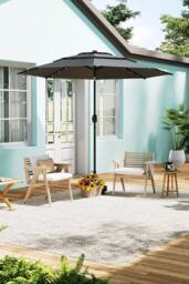 H&O Direct 3-Tier Outdoor Garden Parasol with Solar Lights（No Base） in Dark Grey - thumbnail 1