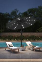 H&O Direct 3-Tier Outdoor Garden Parasol with Solar Lights（No Base） in Dark Grey - thumbnail 2