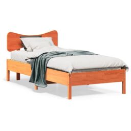 Berkfield Home Bed Frame without Mattress Wax Brown 75x190 cm Small Single Solid Wood Pine - thumbnail 1