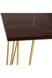 IH Design Silchester Dark Mango Rectangular 6 Seater Dining Table Gold Detail in Brown - thumbnail 5
