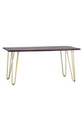 IH Design Silchester Dark Mango Rectangular 6 Seater Dining Table Gold Detail in Brown - thumbnail 3