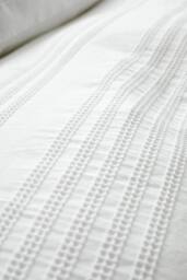 Bianca 'Waffle Cotton Stripe' Duvet Cover Set in White - Size: Double - thumbnail 5