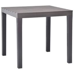 Berkfield Home Garden Table with 2 Benches Plastic Brown in Taupe - thumbnail 4