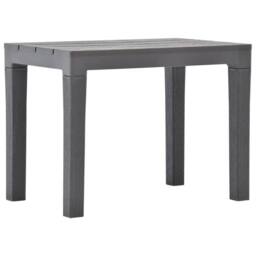 Berkfield Home Garden Table with 2 Benches Plastic Brown in Taupe - thumbnail 1