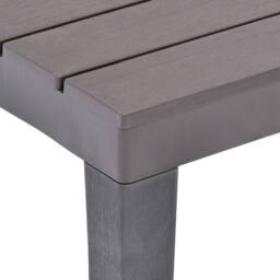 Berkfield Home Garden Table with 2 Benches Plastic Brown in Taupe - thumbnail 5