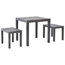 Berkfield Home Garden Table with 2 Benches Plastic Brown in Taupe - thumbnail 2