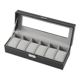 SPETLEK 6 Grid Watch Jewelry Storage Display Case Organizer Box Gift in Black - thumbnail 4