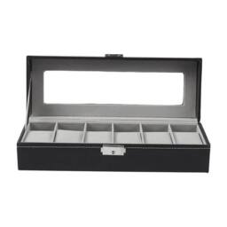 SPETLEK 6 Grid Watch Jewelry Storage Display Case Organizer Box Gift in Black - thumbnail 2