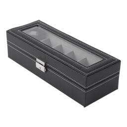 SPETLEK 6 Grid Watch Jewelry Storage Display Case Organizer Box Gift in Black - thumbnail 5