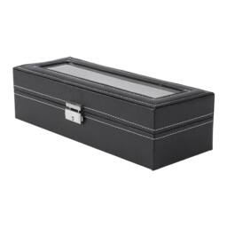 SPETLEK 6 Grid Watch Jewelry Storage Display Case Organizer Box Gift in Black - thumbnail 6