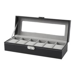 SPETLEK 6 Grid Watch Jewelry Storage Display Case Organizer Box Gift in Black - thumbnail 3