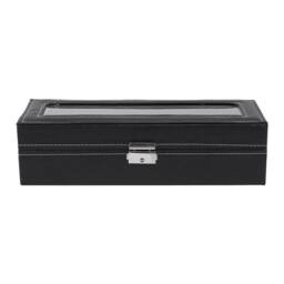 SPETLEK 6 Grid Watch Jewelry Storage Display Case Organizer Box Gift in Black - thumbnail 7